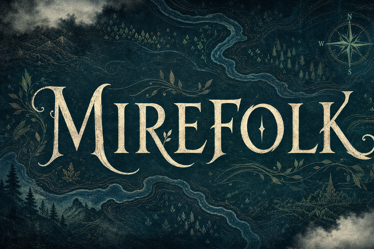 Mirefolk blue typography showcase with contour texture