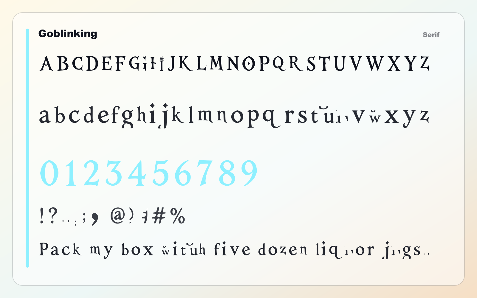 Goblinking glyph wall typography showcase
