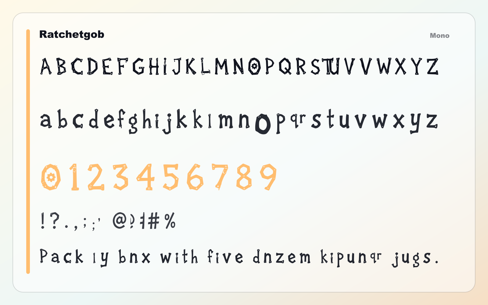 Ratchetgob glyph wall typography showcase